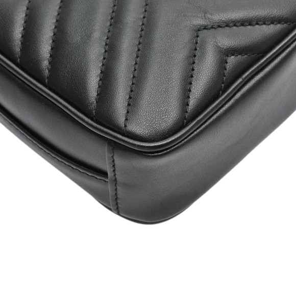 Gucci GG Marmont Mini Shoulder Bag Black Gold Hardware Leather - Picture 8 of 10